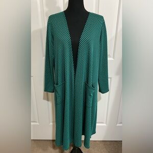 LuLaRoe M Teal and Black Textured Sarah Cardigan